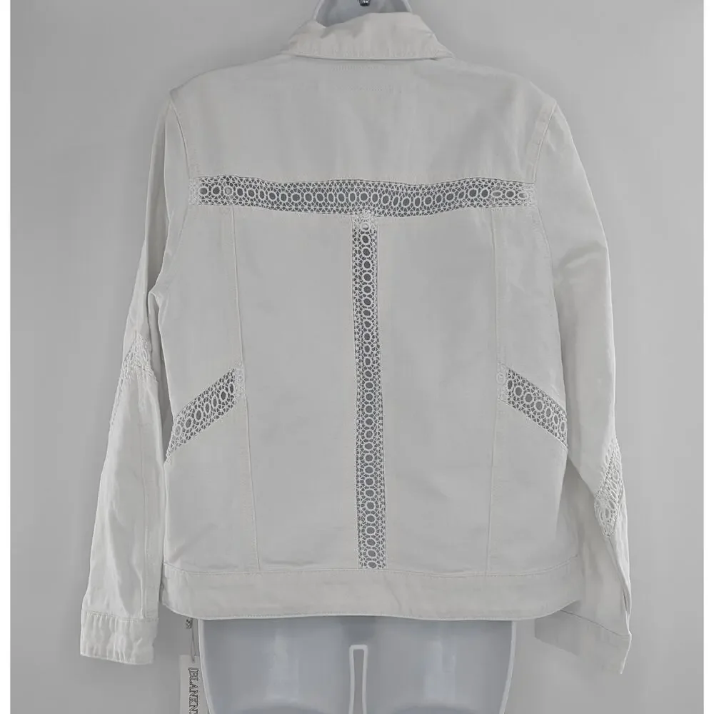 Blank NYC White Denim and Lace Jacket Size Medium - Picture 15 of 16